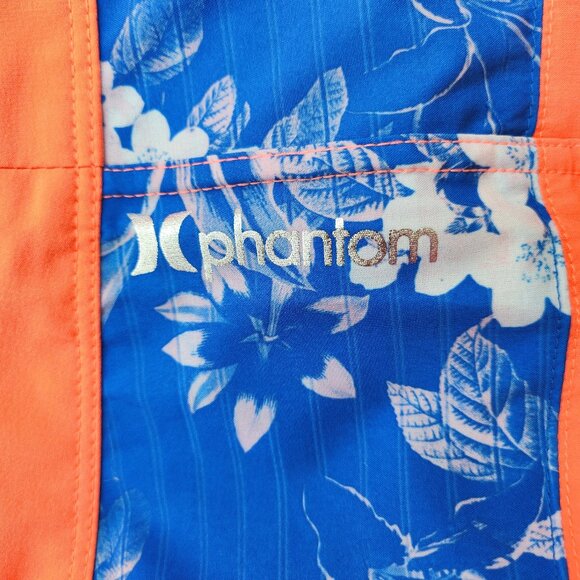 Ladies 5 inch Blue & Orange Floral Print Board Shorts - Picture 4 of 5